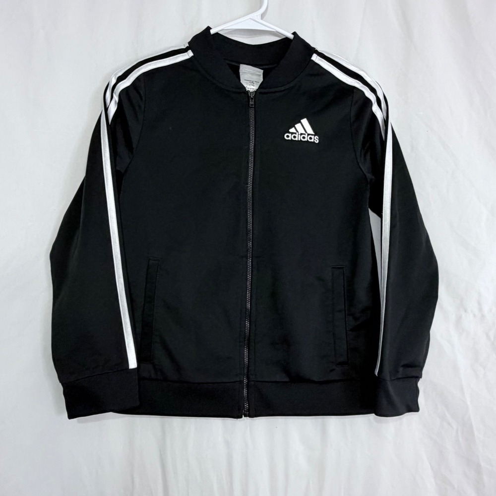 Adidas Black Full Zipβ Track Jacket 3 Stripe Athletic Zip Up Jacket